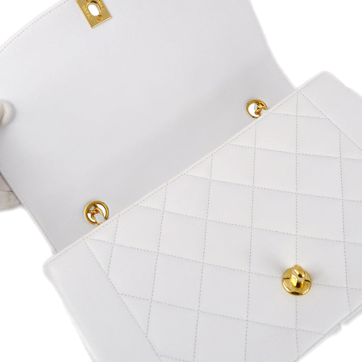 Top Quality Chanel White Lambskin Medium Diana Chain Shoulder Bag