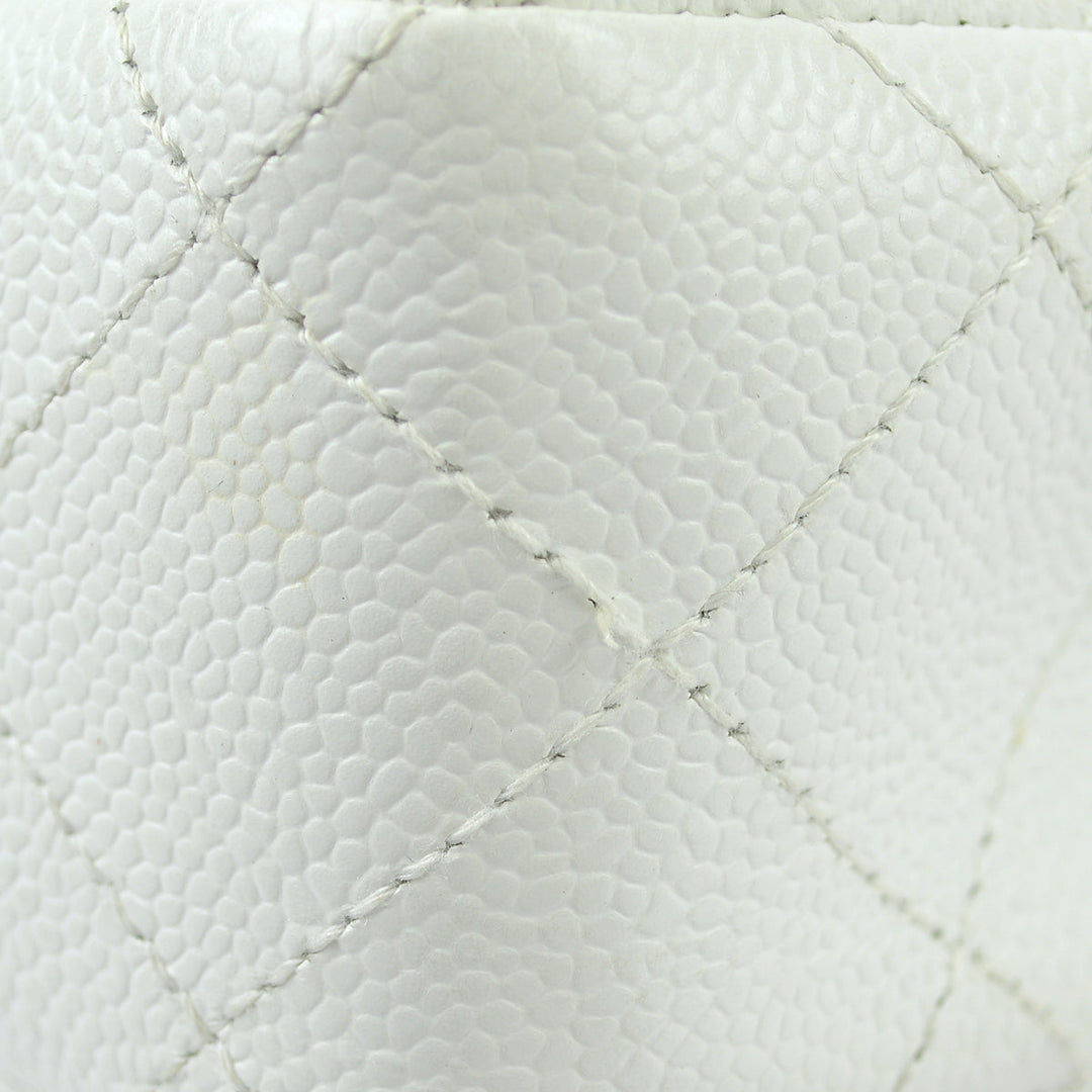 Top Quality Chanel White Caviar Medium Single Flap Shoulder Bag