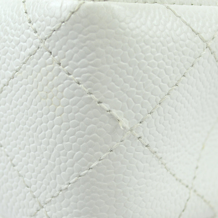 Top Quality Chanel White Caviar Medium Single Flap Shoulder Bag