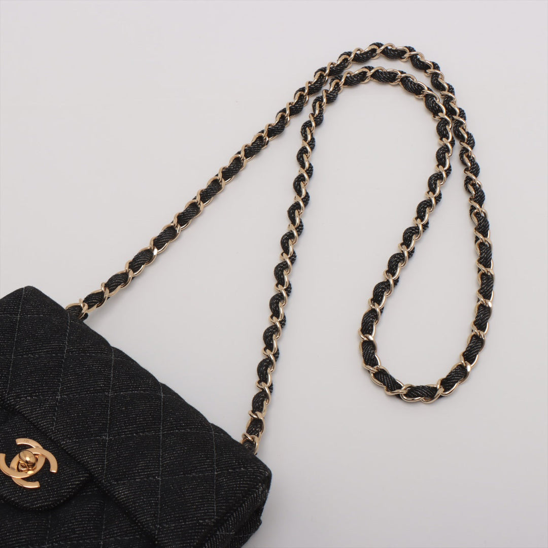Top Quality Chanel Mini Matrasse 17 Denim Single Flap Single Chain Bag Black G 5th A35200