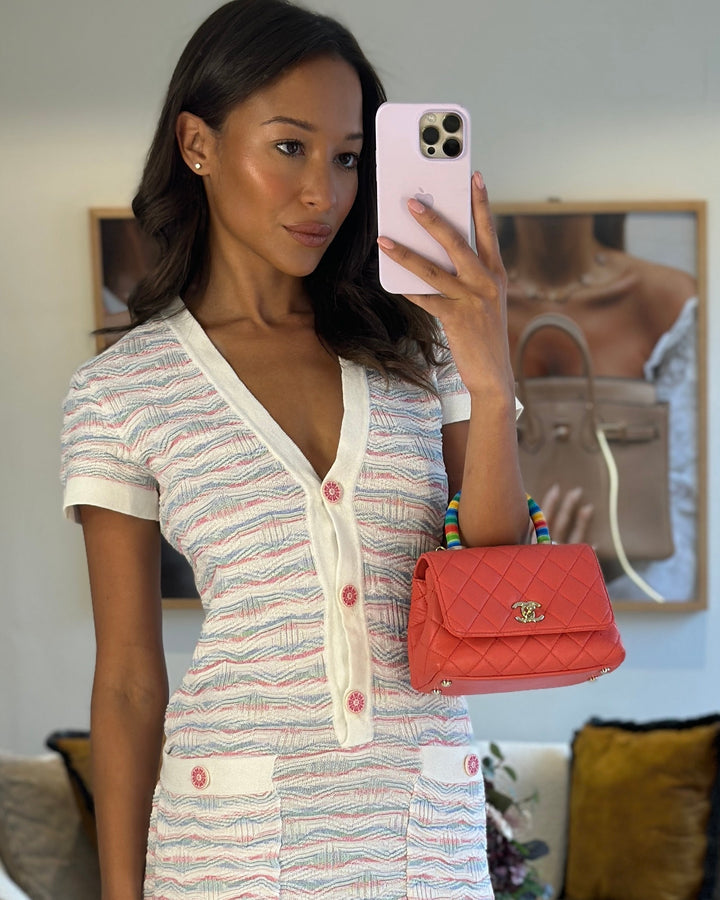 *RARE* Top Quality Chanel Pink Extra Mini Coco Multi-Colour Handle Bag in Lambskin with Champagne Gold Hardware