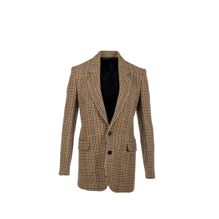 Top Quality Celine Size 34 Classic Jacket In Checked Wool Brown/Green Multicolour
