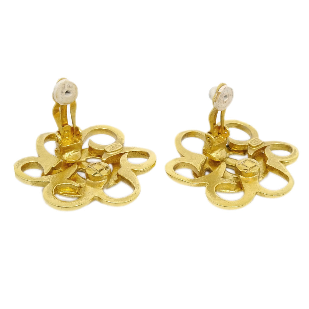 Top Quality Chanel Flower Earrings Clip-On Gold 96P