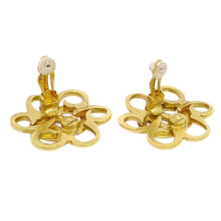 Top Quality Chanel Flower Earrings Clip-On Gold 96P