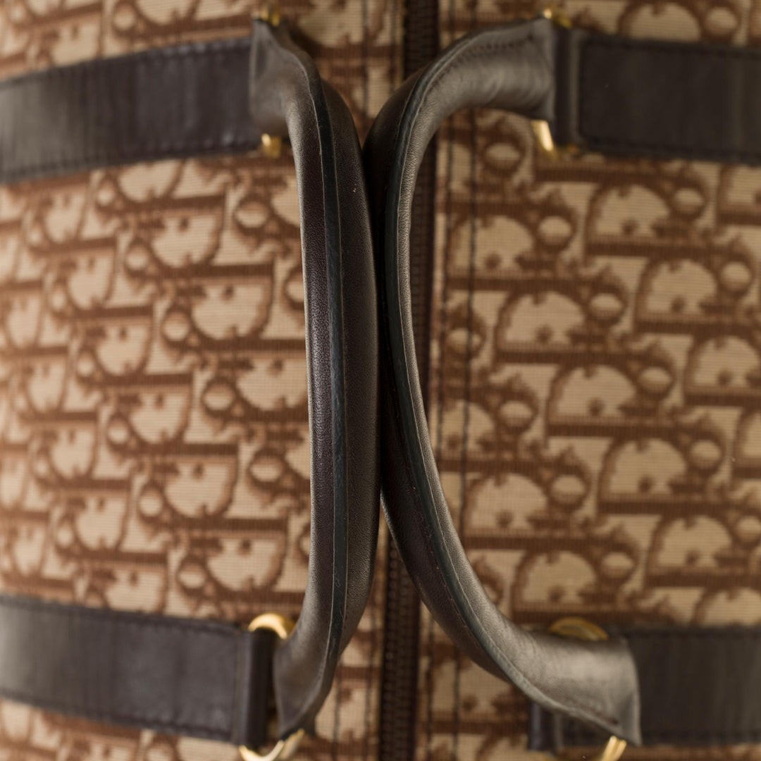 CHRISTIAN Top quality Dior Stunning Travel bag in brown canvas and leather