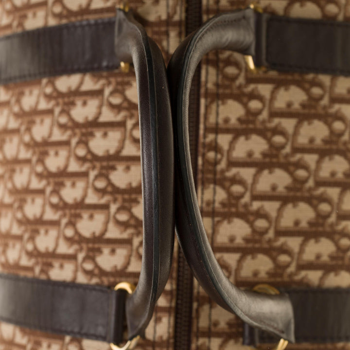 CHRISTIAN Top quality Dior Stunning Travel bag in brown canvas and leather