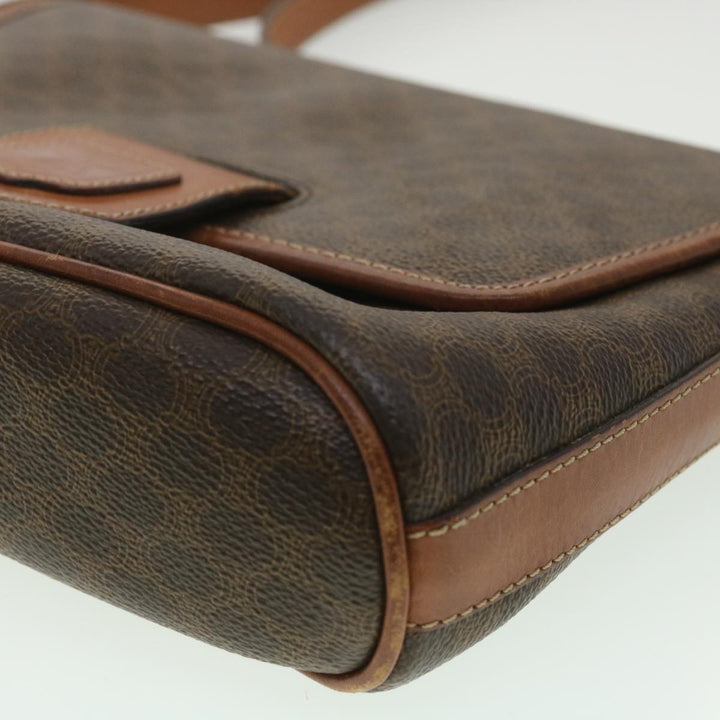 Celine Macadam Canvas Shoulder Bag PVC Leather Brown  34058