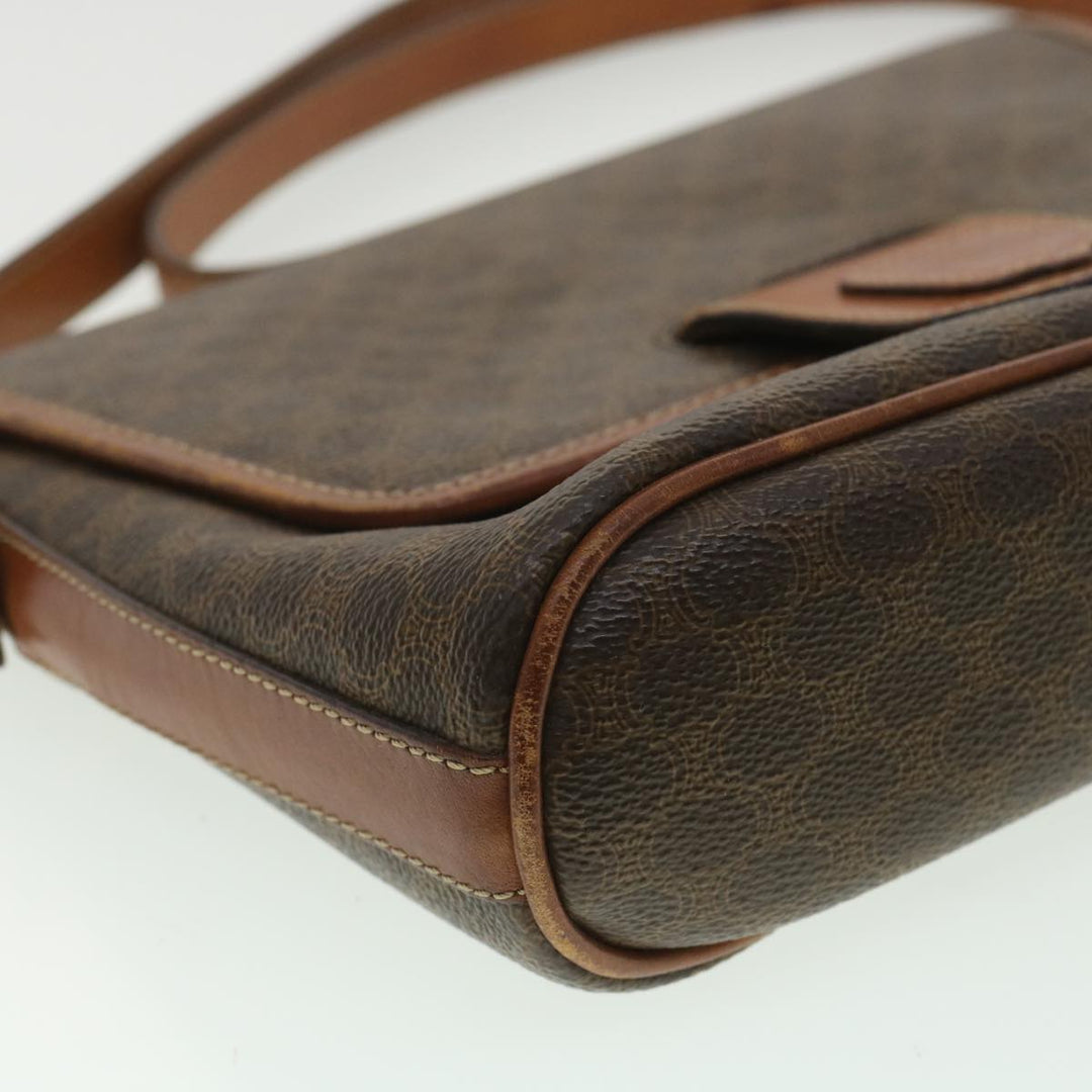 Celine Macadam Canvas Shoulder Bag PVC Leather Brown  34058