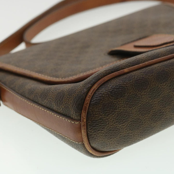 Celine Macadam Canvas Shoulder Bag PVC Leather Brown  34058