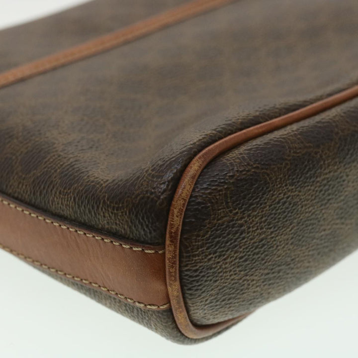 Celine Macadam Canvas Shoulder Bag PVC Leather Brown  34058