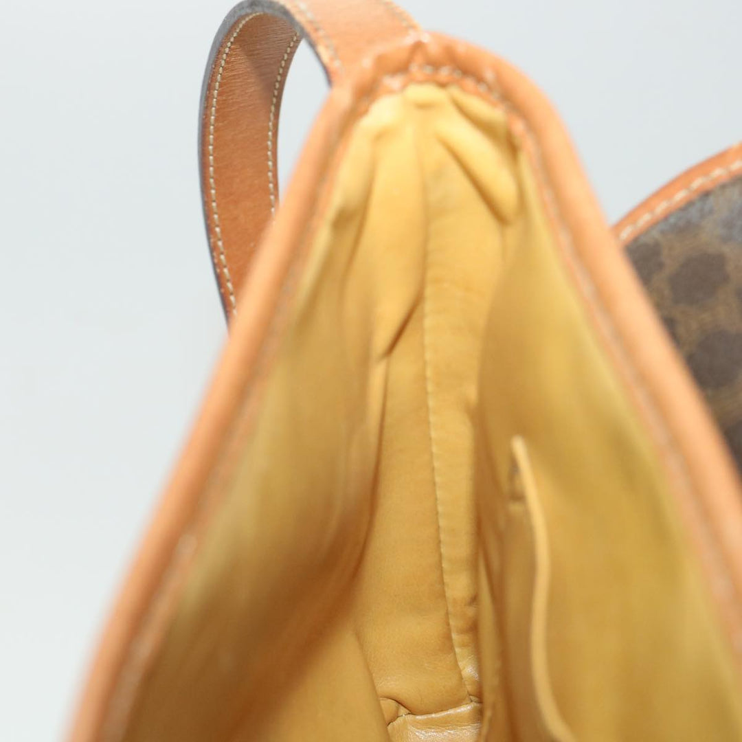 Celine Macadam Canvas Shoulder Bag PVC Leather Brown  34058