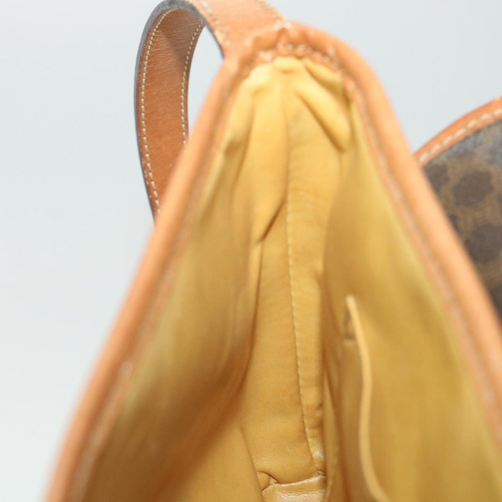 Celine Macadam Canvas Shoulder Bag PVC Leather Brown  34058