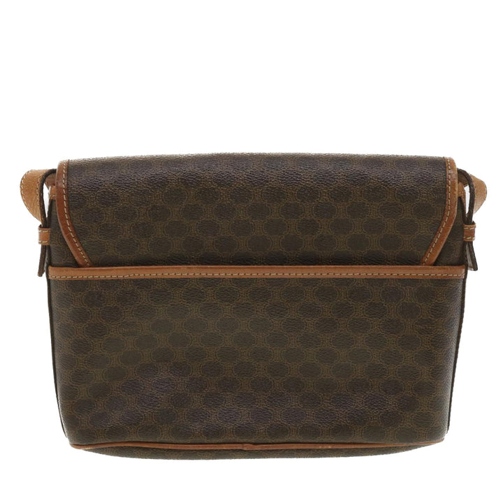 Celine Macadam Canvas Shoulder Bag PVC Leather Brown  34058