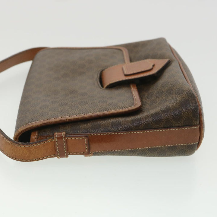Celine Macadam Canvas Shoulder Bag PVC Leather Brown  34058