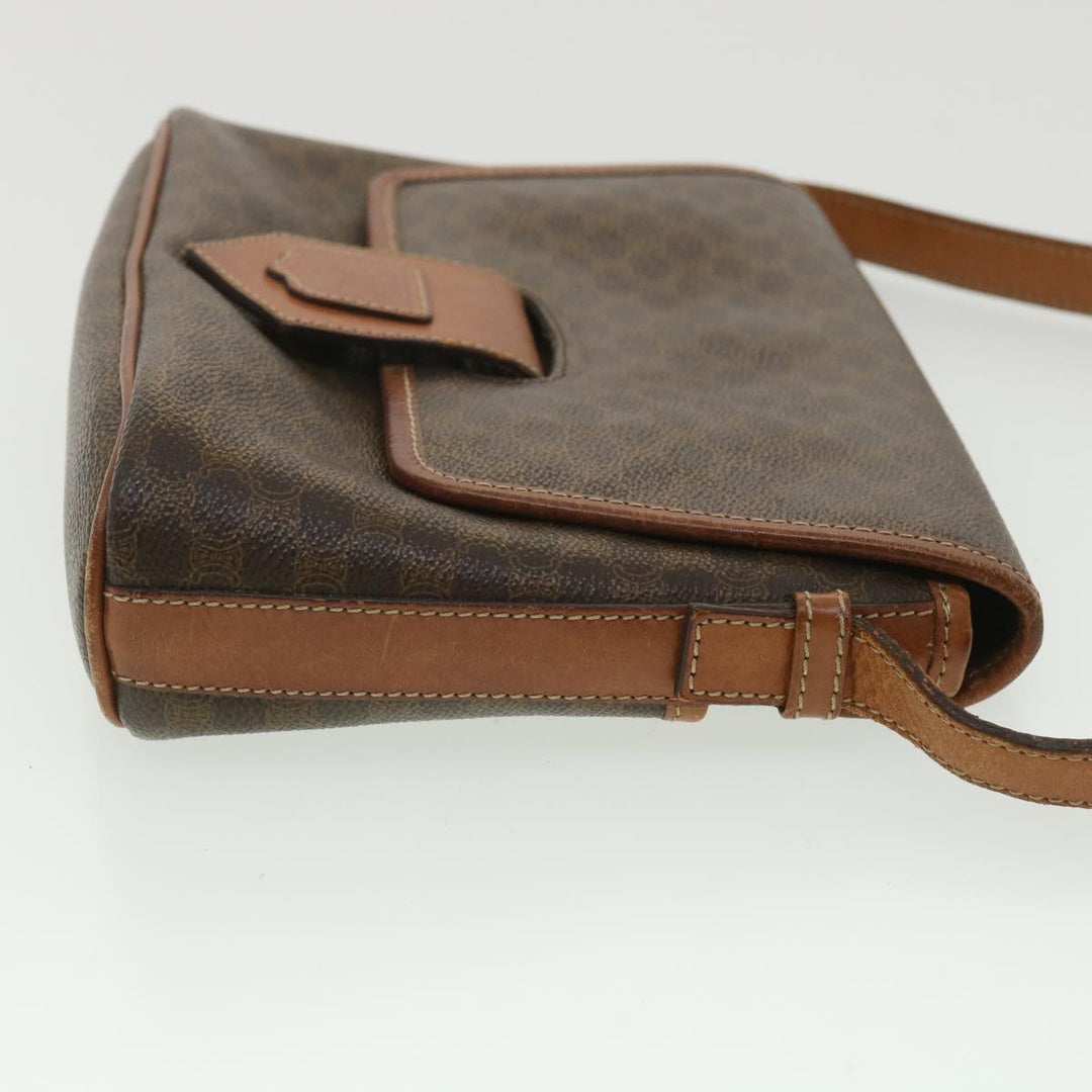 Celine Macadam Canvas Shoulder Bag PVC Leather Brown  34058