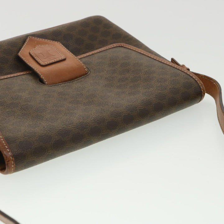 Celine Macadam Canvas Shoulder Bag PVC Leather Brown  34058
