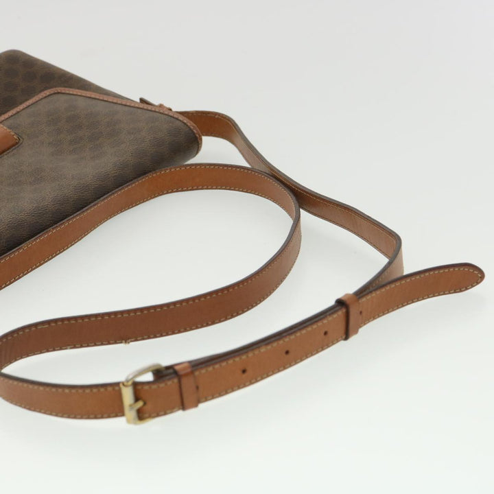 Celine Macadam Canvas Shoulder Bag PVC Leather Brown  34058