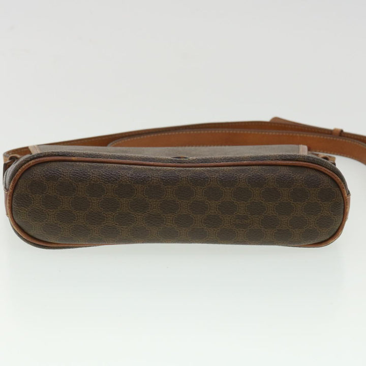 Celine Macadam Canvas Shoulder Bag PVC Leather Brown  34058
