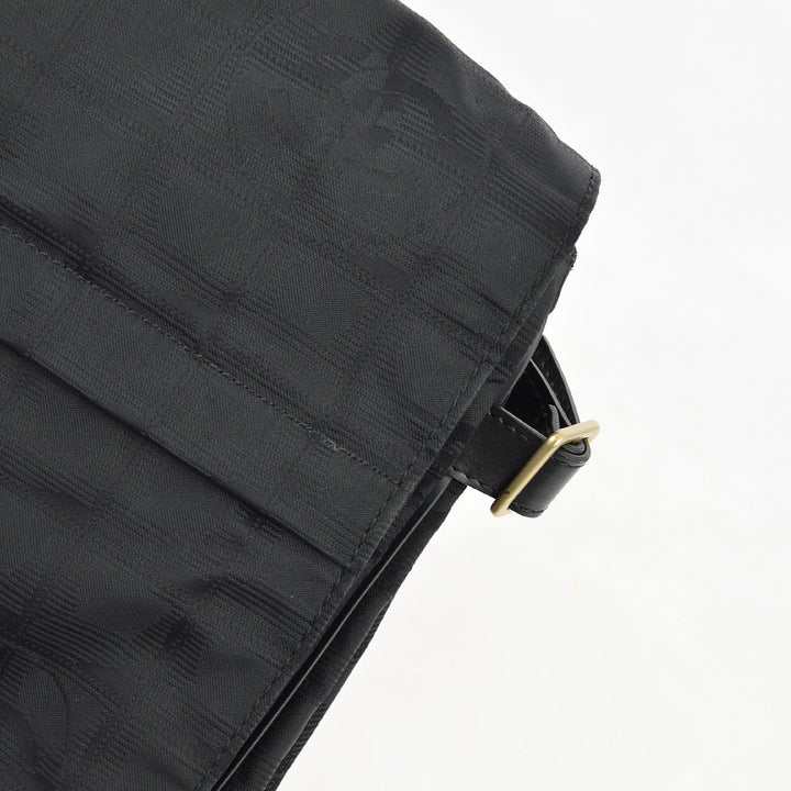 Top Quality Chanel Black Jacquard Travel Line Messenger Shoulder Bag