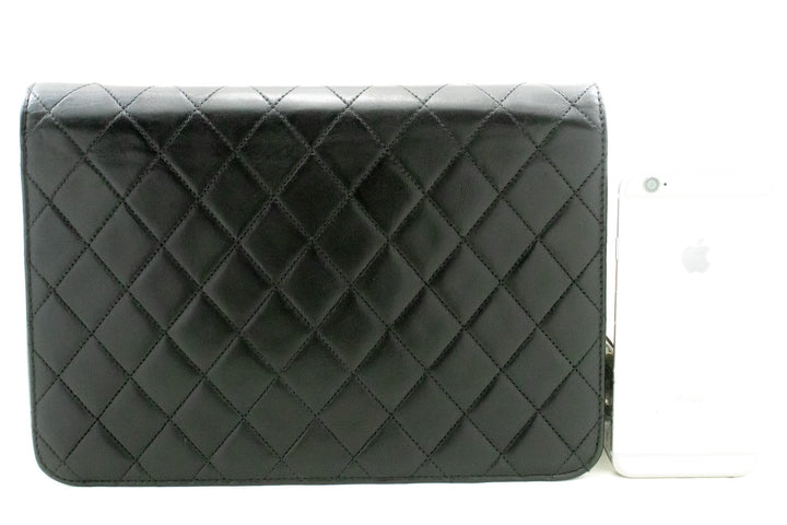 Chanel Chain Shoulder Bag Clutch Black Quilted New Lambskin Purse