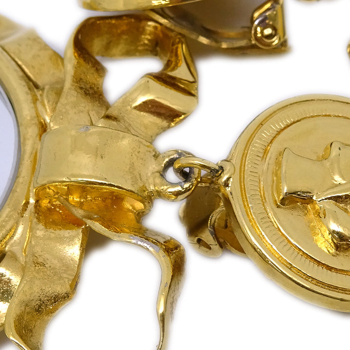Top Quality Chanel Mirror Earrings Clip-On Gold