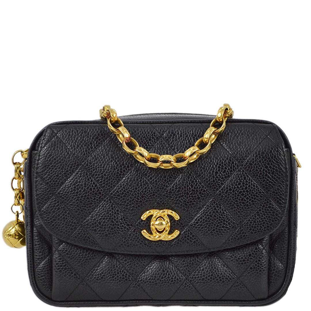 Top Quality Chanel 1994-1997 Black Caviar Skin Camera Bag Mini
