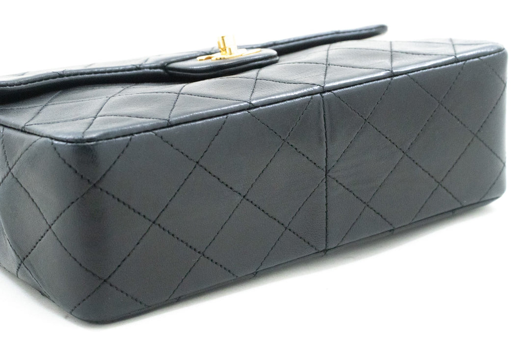 Chanel Mini Square Small Chain Shoulder Bag Crossbody Black Lamb