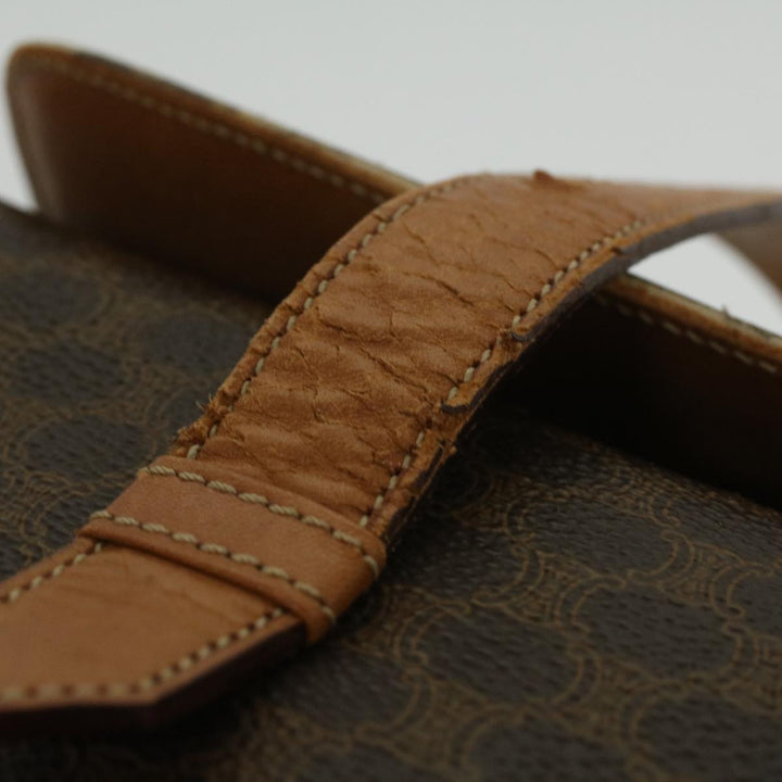 Celine Macadam Canvas Hand Bag PVC Leather Brown  34655