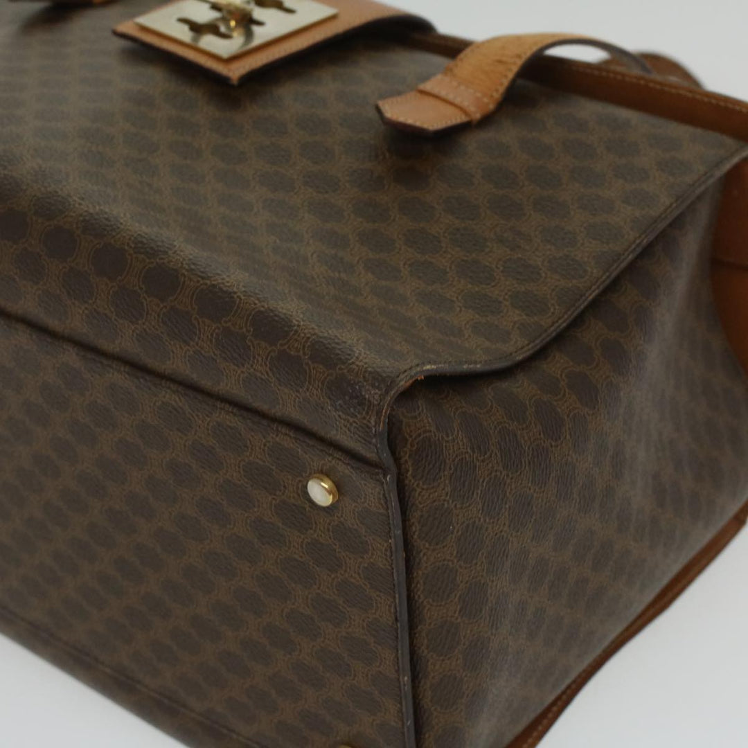 Celine Macadam Canvas Hand Bag PVC Leather Brown  34655