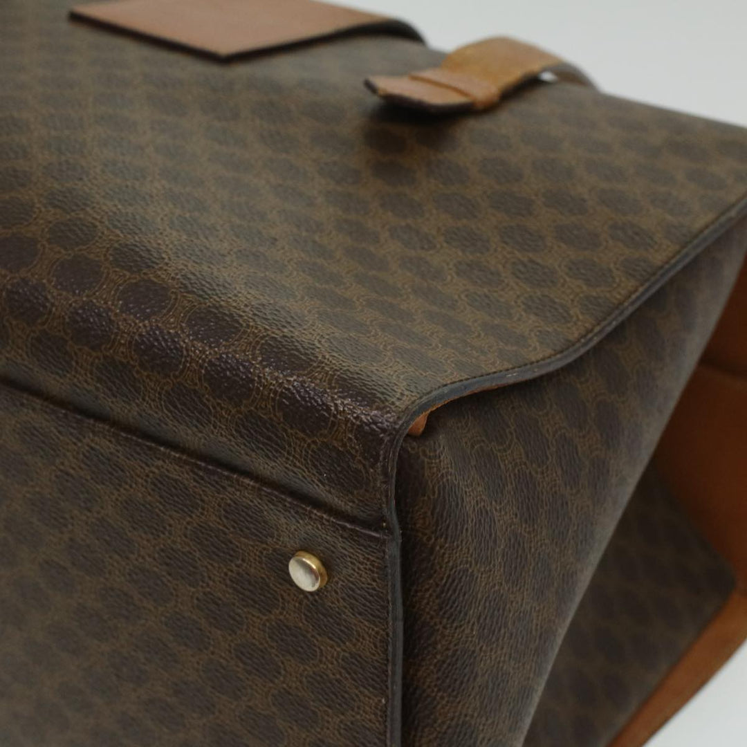 Celine Macadam Canvas Hand Bag PVC Leather Brown  34655