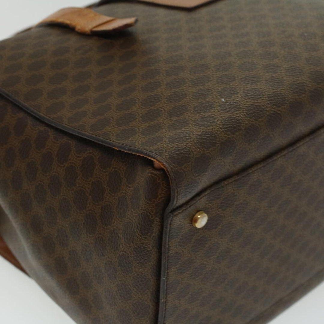 Celine Macadam Canvas Hand Bag PVC Leather Brown  34655