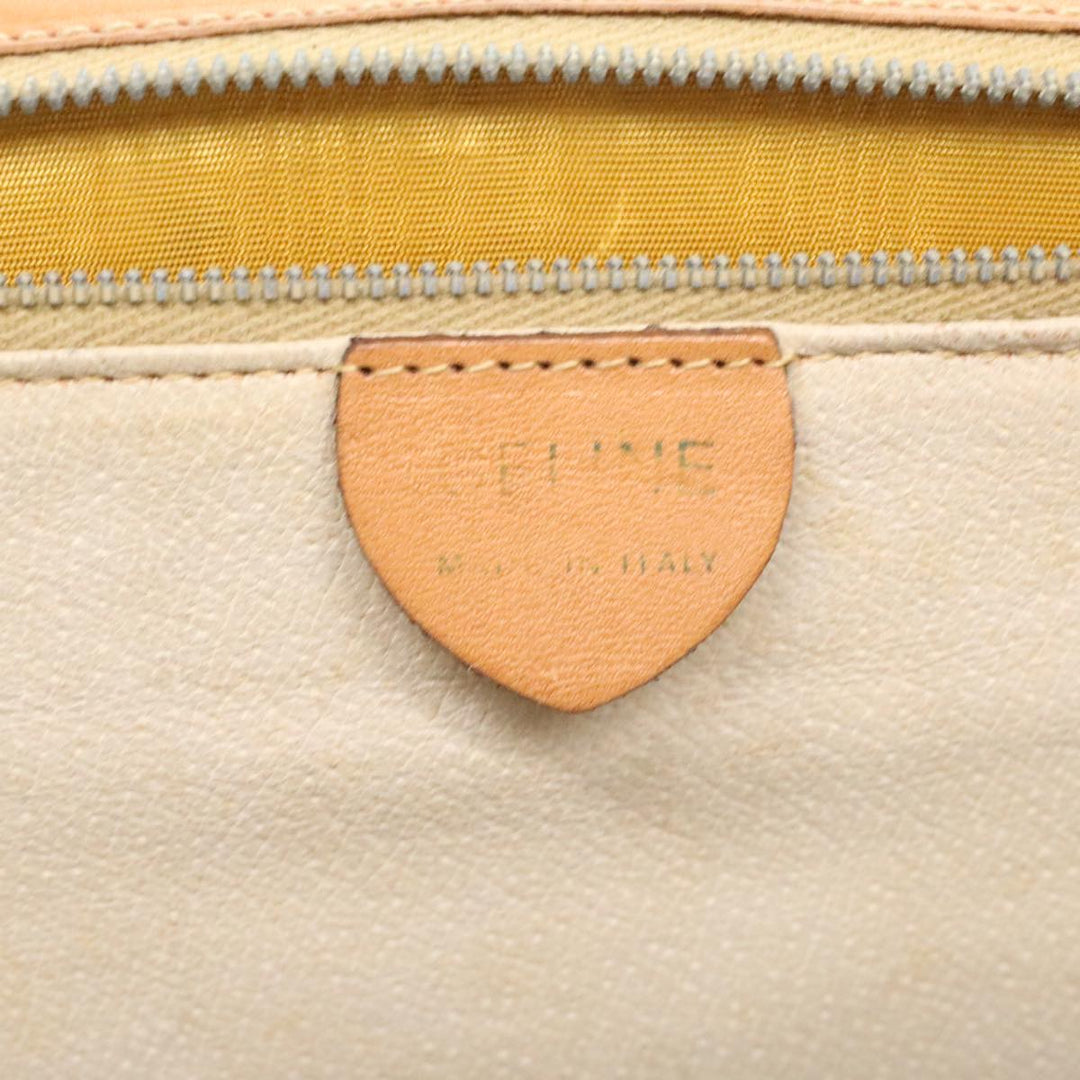 Celine Macadam Canvas Hand Bag PVC Leather Brown  34655