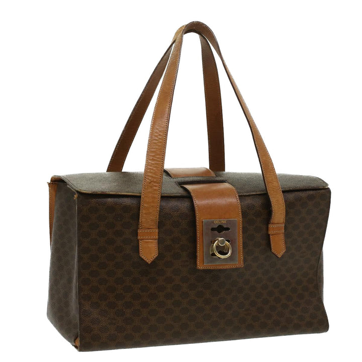 Celine Macadam Canvas Hand Bag PVC Leather Brown  34655