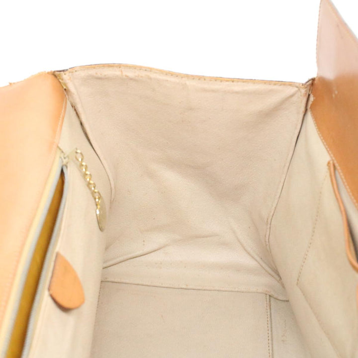 Celine Macadam Canvas Hand Bag PVC Leather Brown  34655