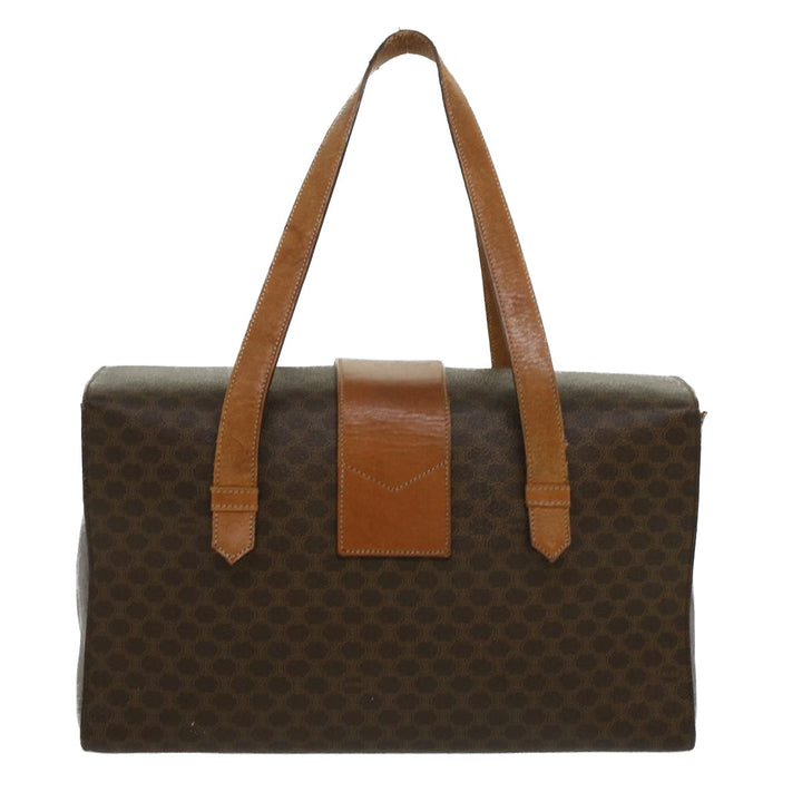 Celine Macadam Canvas Hand Bag PVC Leather Brown  34655