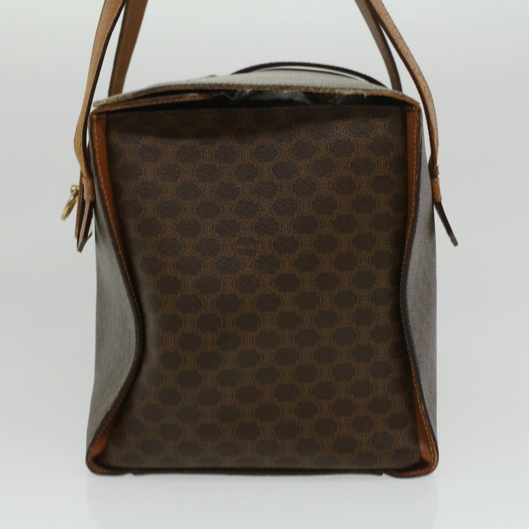 Celine Macadam Canvas Hand Bag PVC Leather Brown  34655
