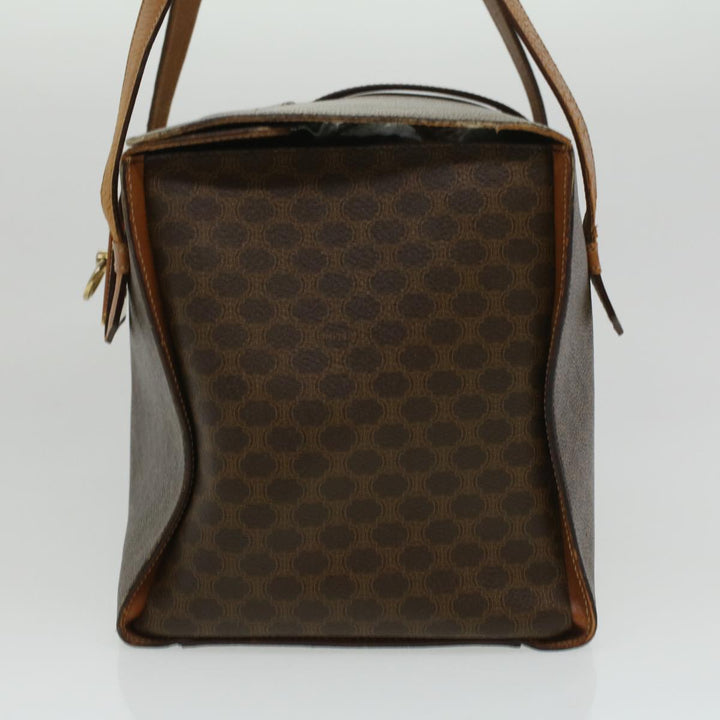 Celine Macadam Canvas Hand Bag PVC Leather Brown  34655