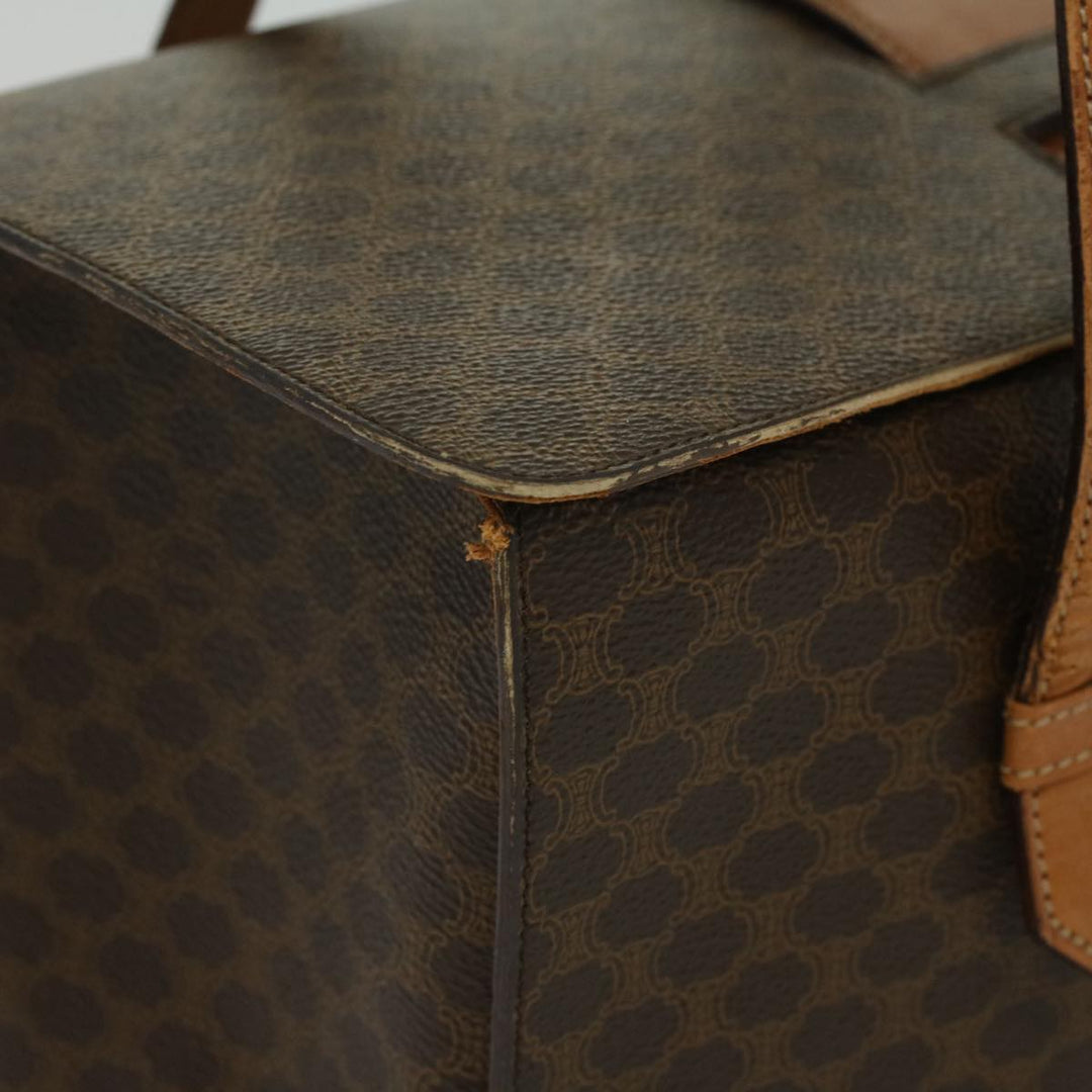 Celine Macadam Canvas Hand Bag PVC Leather Brown  34655