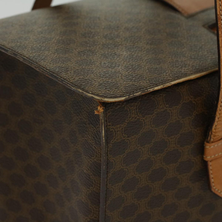 Celine Macadam Canvas Hand Bag PVC Leather Brown  34655