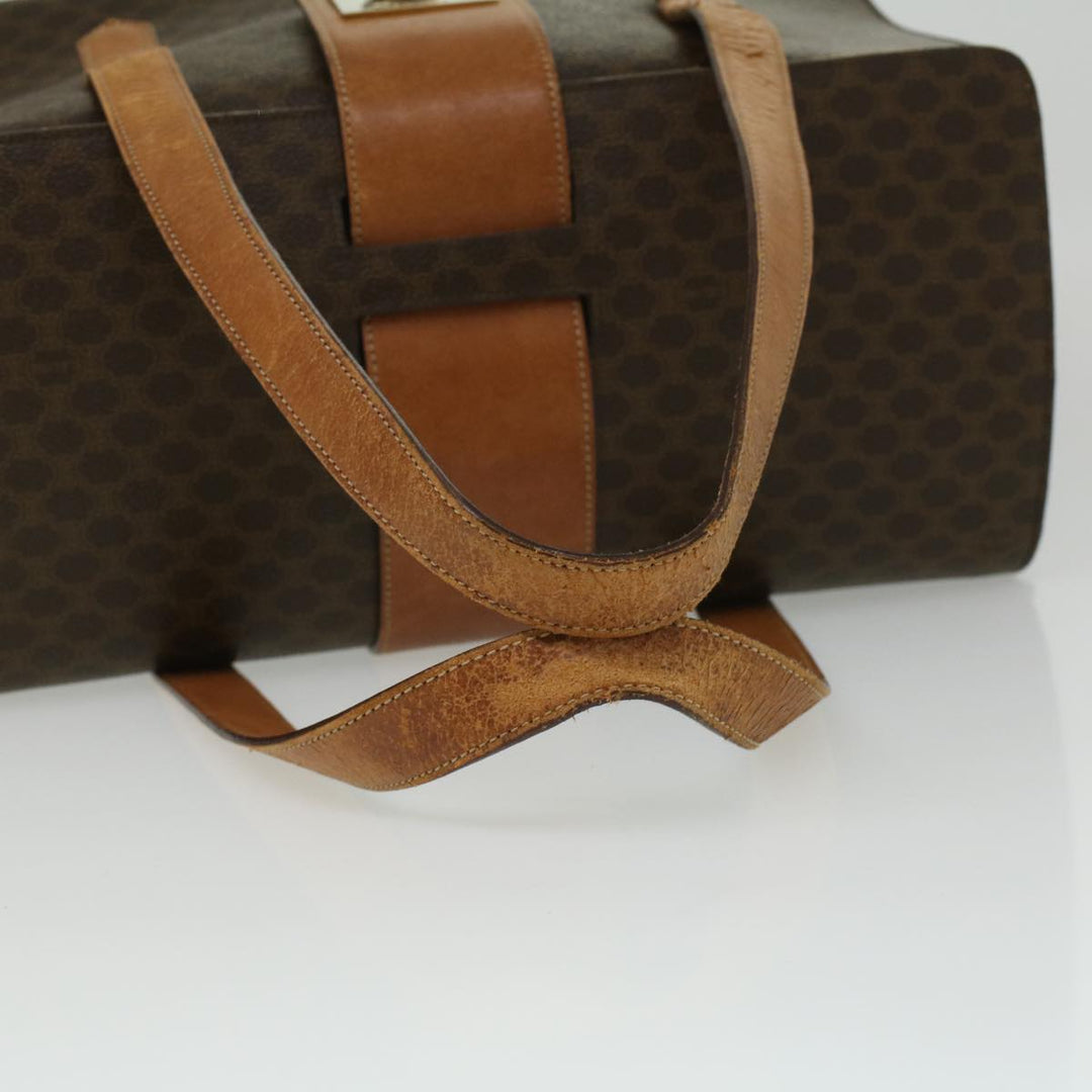 Celine Macadam Canvas Hand Bag PVC Leather Brown  34655