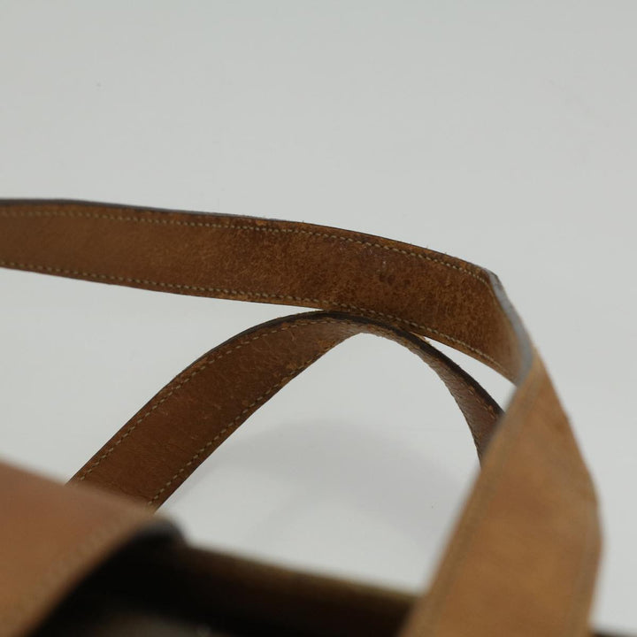Celine Macadam Canvas Hand Bag PVC Leather Brown  34655