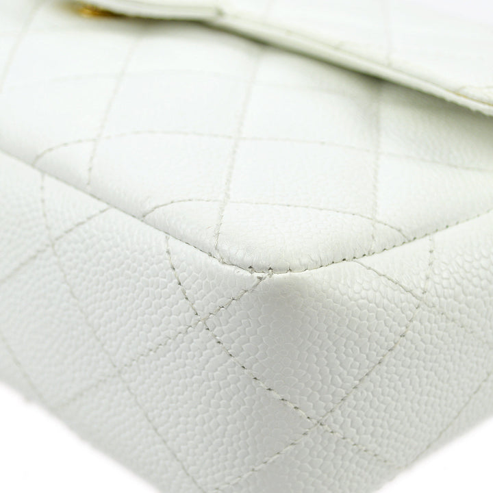 Top Quality Chanel White Caviar Medium Single Flap Shoulder Bag