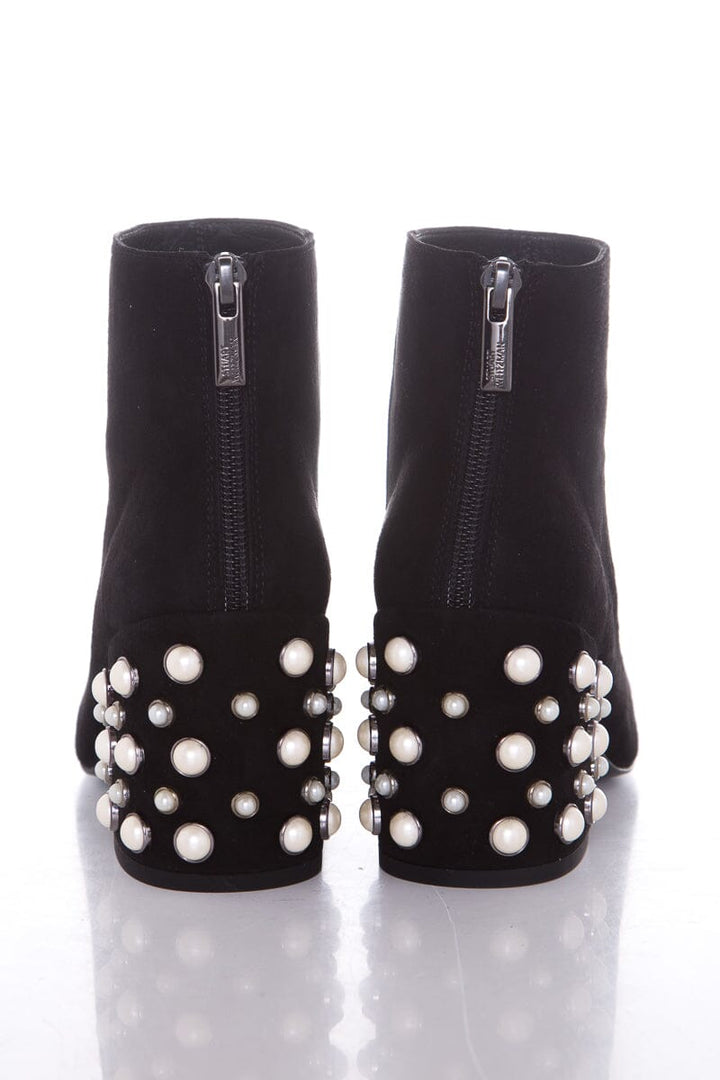Stuart Weitzman Black Suede & Pearl Bacari Boots SZ 5.5