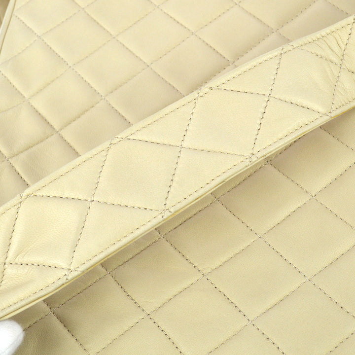 Top Quality Chanel 1989-1991 Ivory Lambskin Camera Bag Large