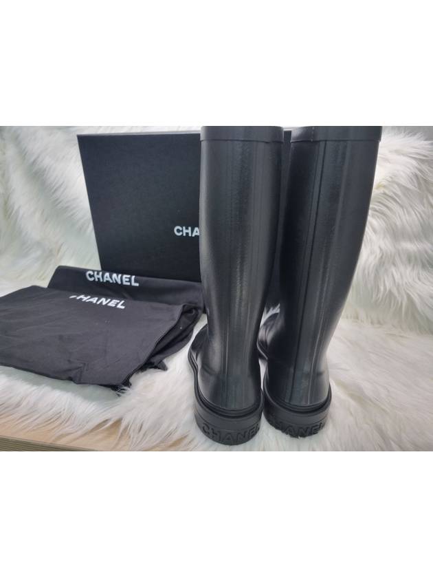 CC Logo Caoutchouc Rain Boots Black Chanel