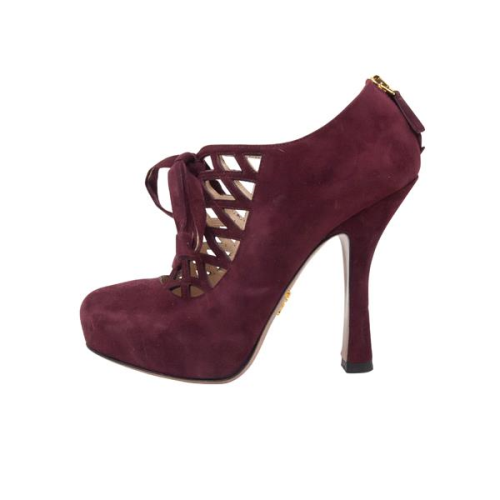 Prada Suede Caged Platform Pumps