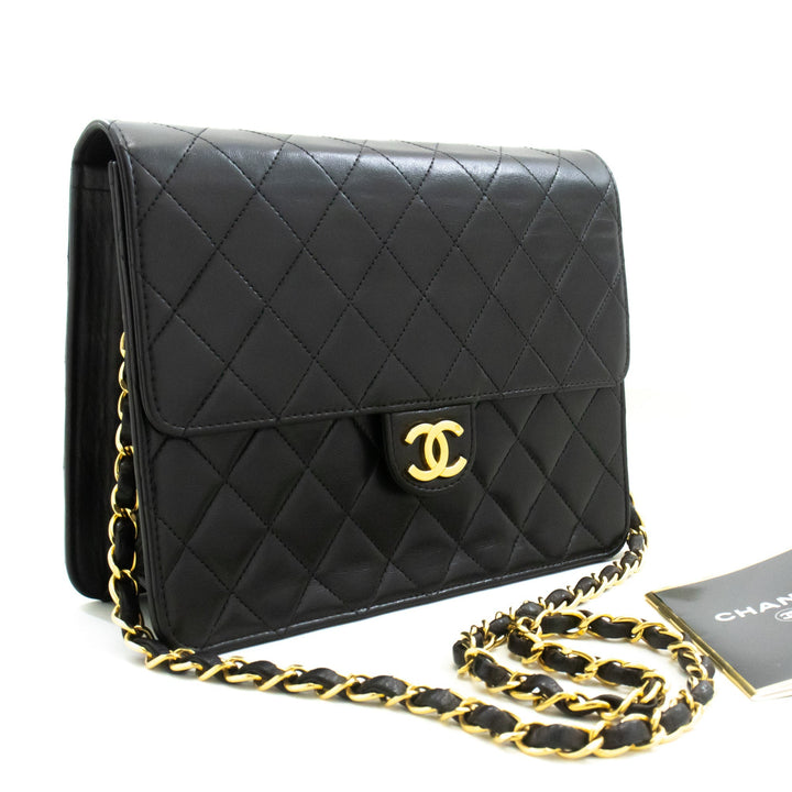 Chanel Small Chain Shoulder Bag Clutch Black Quilted New Lambskin