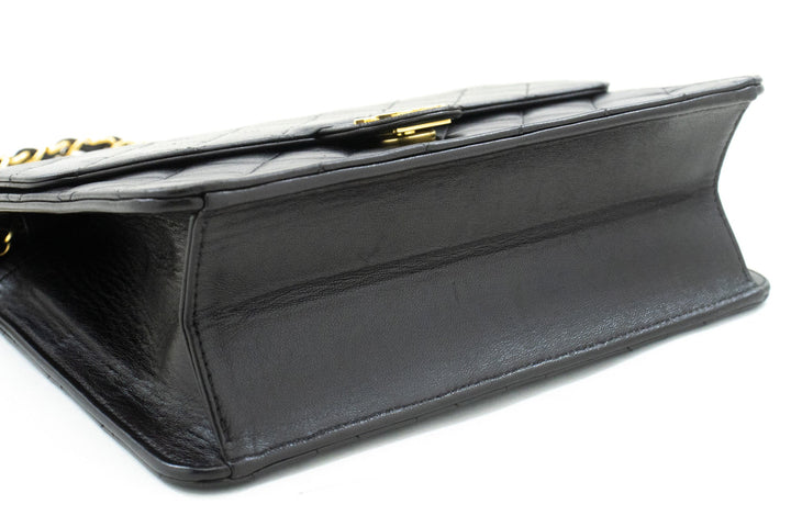 Chanel Small Chain Shoulder Bag Clutch Black Quilted New Lambskin