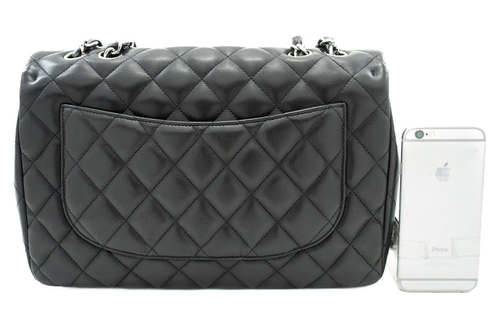 Top Quality Chanel Classic Large 11" Chain Shoulder Bag New Black Lambskin