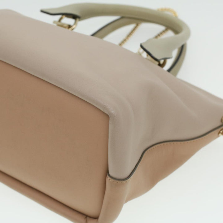 Chloe Bailey Hand Bag Leather 2way Beige Pink 35664